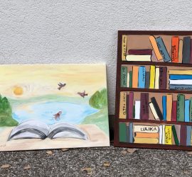 Slika 1: Knjiga in jezero, Slika 2: Knjige