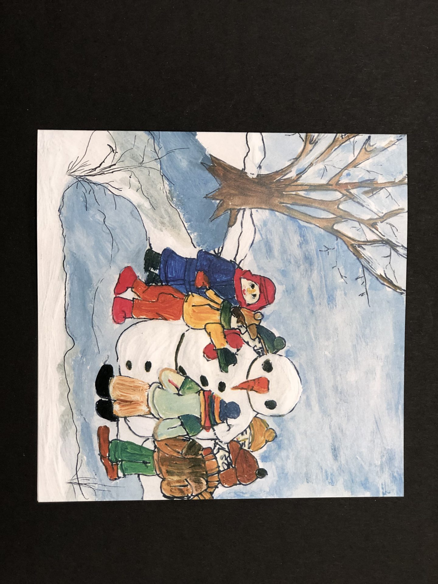 Voščilnica Snežak in otroci