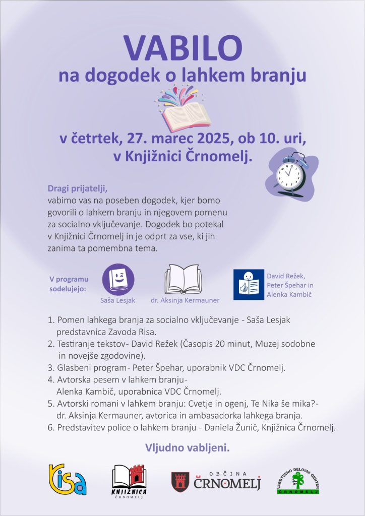 Vabilo na dogodek Lahkega branja